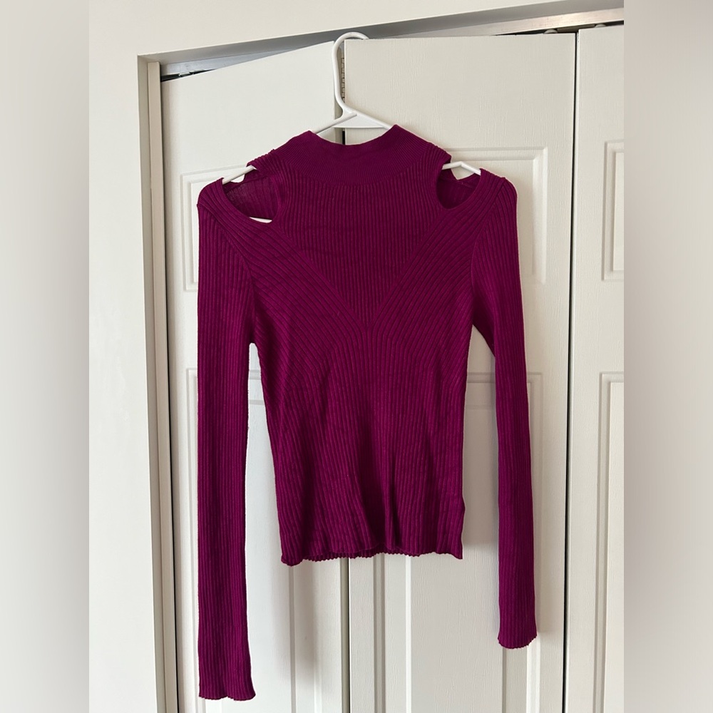 Mock next cold shoulder long sleeved shirt